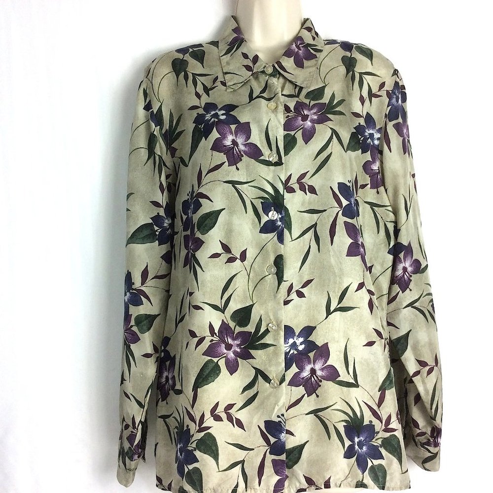 4/$25 Stunt Vintage Silk Floral Print Blouse Top